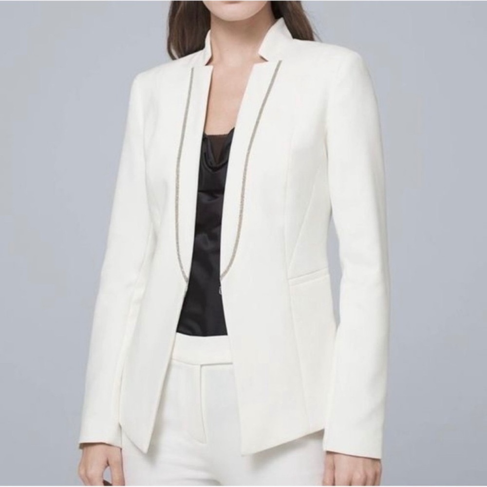 White House Black Market Ballchain Ecru / Ivory Tuxedo Blazer